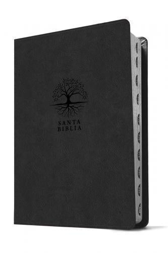 Biblia de estudio del diario vivir RVR60, letra grande SentiPiel, Carbón, Índice