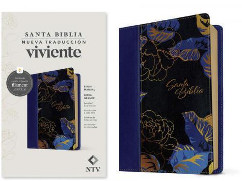 NTV Bible, Handy Size, Imitation Leather, Floral Blue