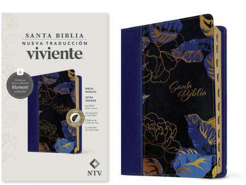 NTV Bible, Handy Size, Imitation Leather, Floral Blue with Index, with APP