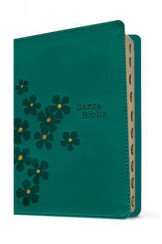 NTV Bible with Large Print, Compact Size, Turquoise Floral Imitation Leather