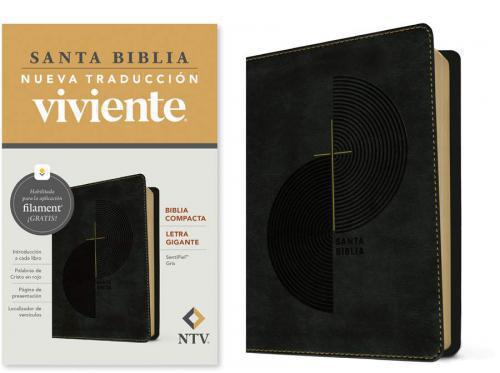 NLT Bible with Large Print, Compact Size, Leathersoft, Gray