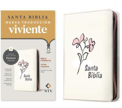 Biblia NTV  Letra Grande Tamaño Compacto Imitación Piel Color Beige Con cierre