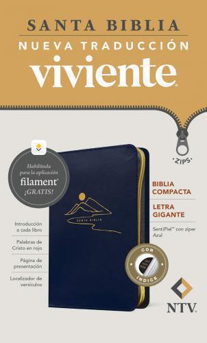 NLT Bible with Large Print, Compact Size, Blue Leathersoft