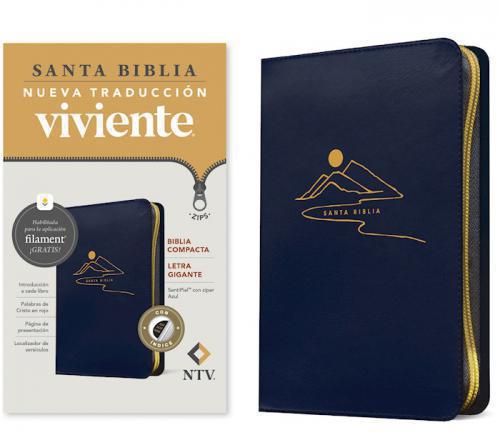 NLT Bible with Large Print, Compact Size, Blue Leathersoft