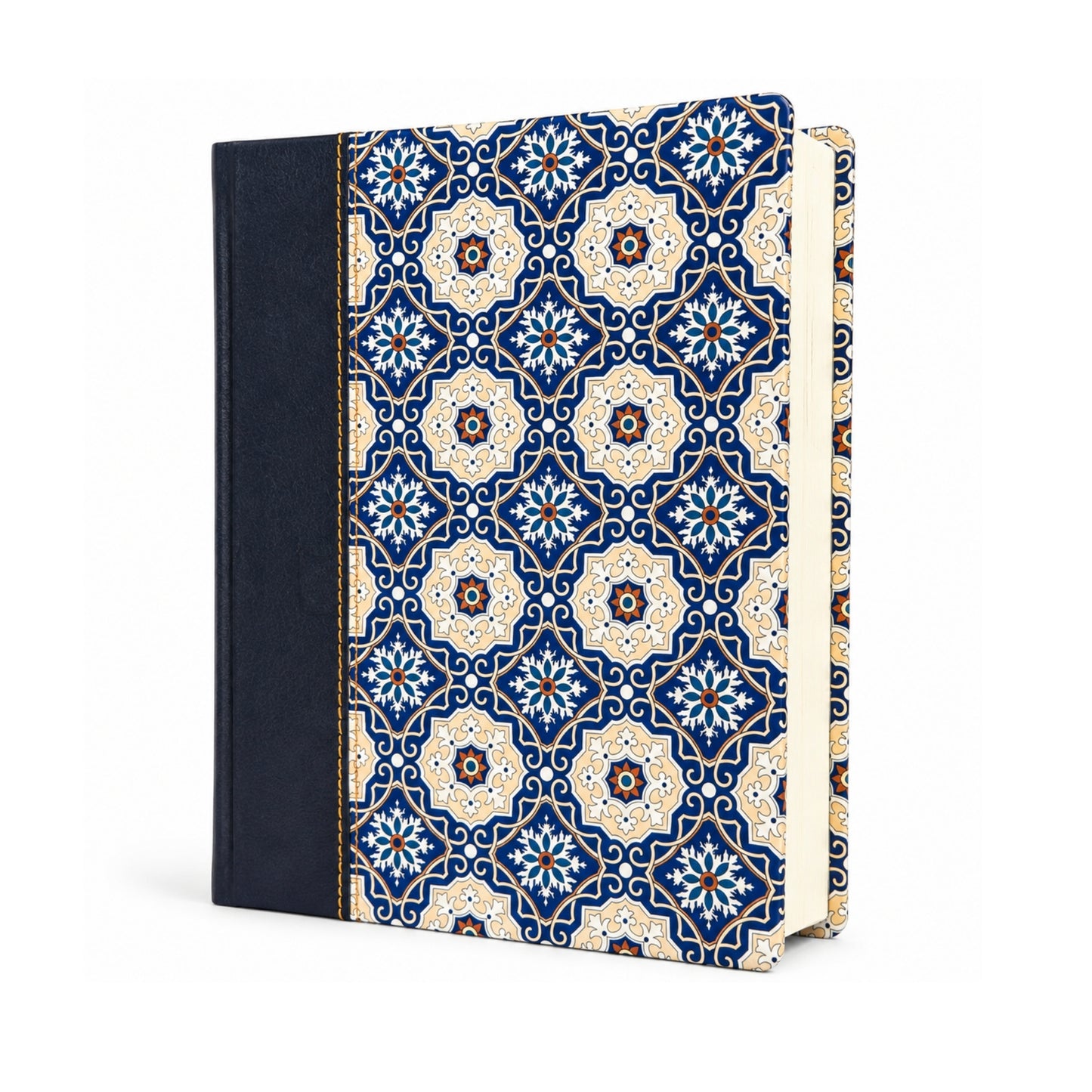 Biblia RVR60 Apuntes Edición Letra Grande Piel Fabricasa y Moisaico Crema y Azul