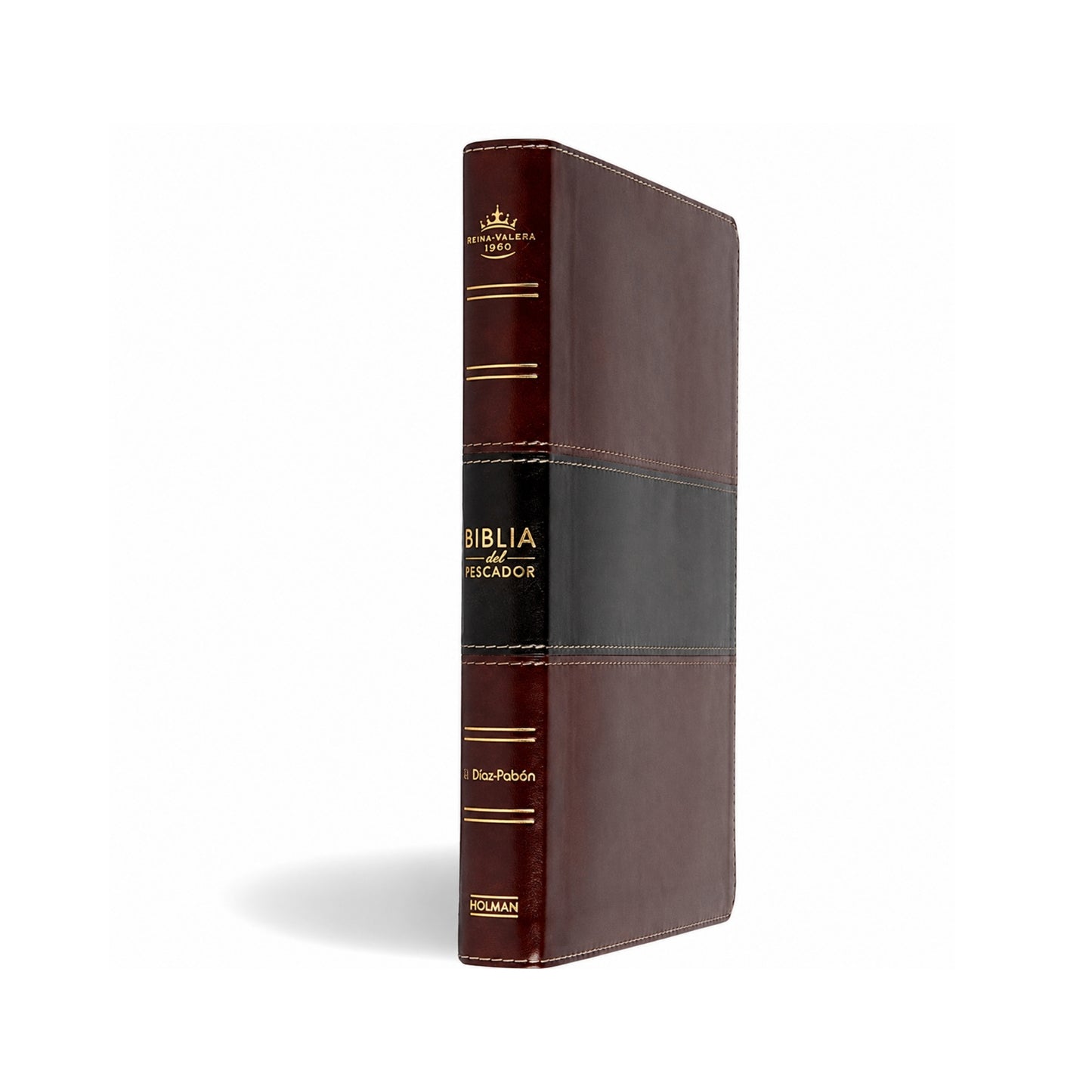 Biblia RVR 1960 Pescador con letra grande, caoba símil piel