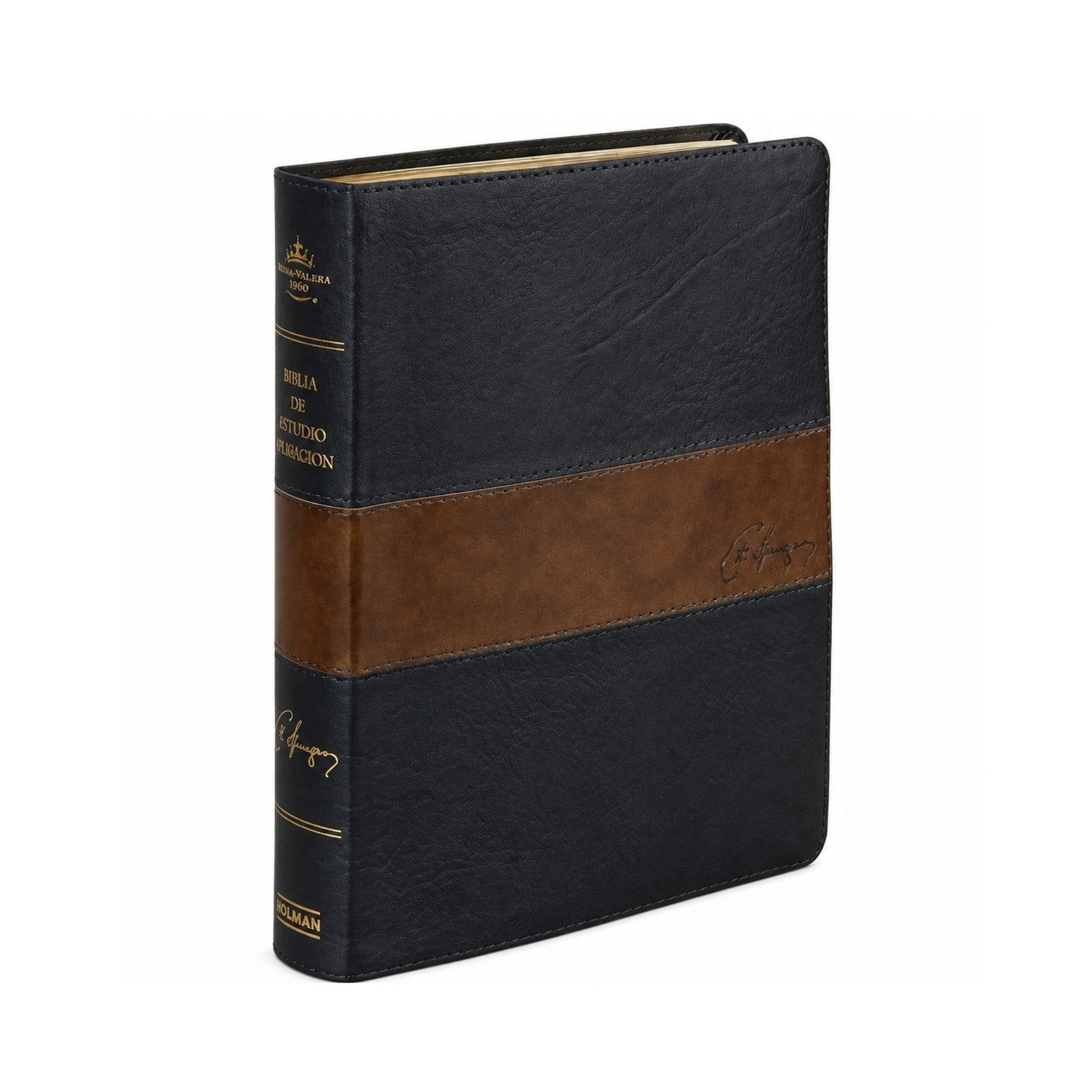 Biblia de estudio Spurgeon RVR1960, color negro/marrón símil piel