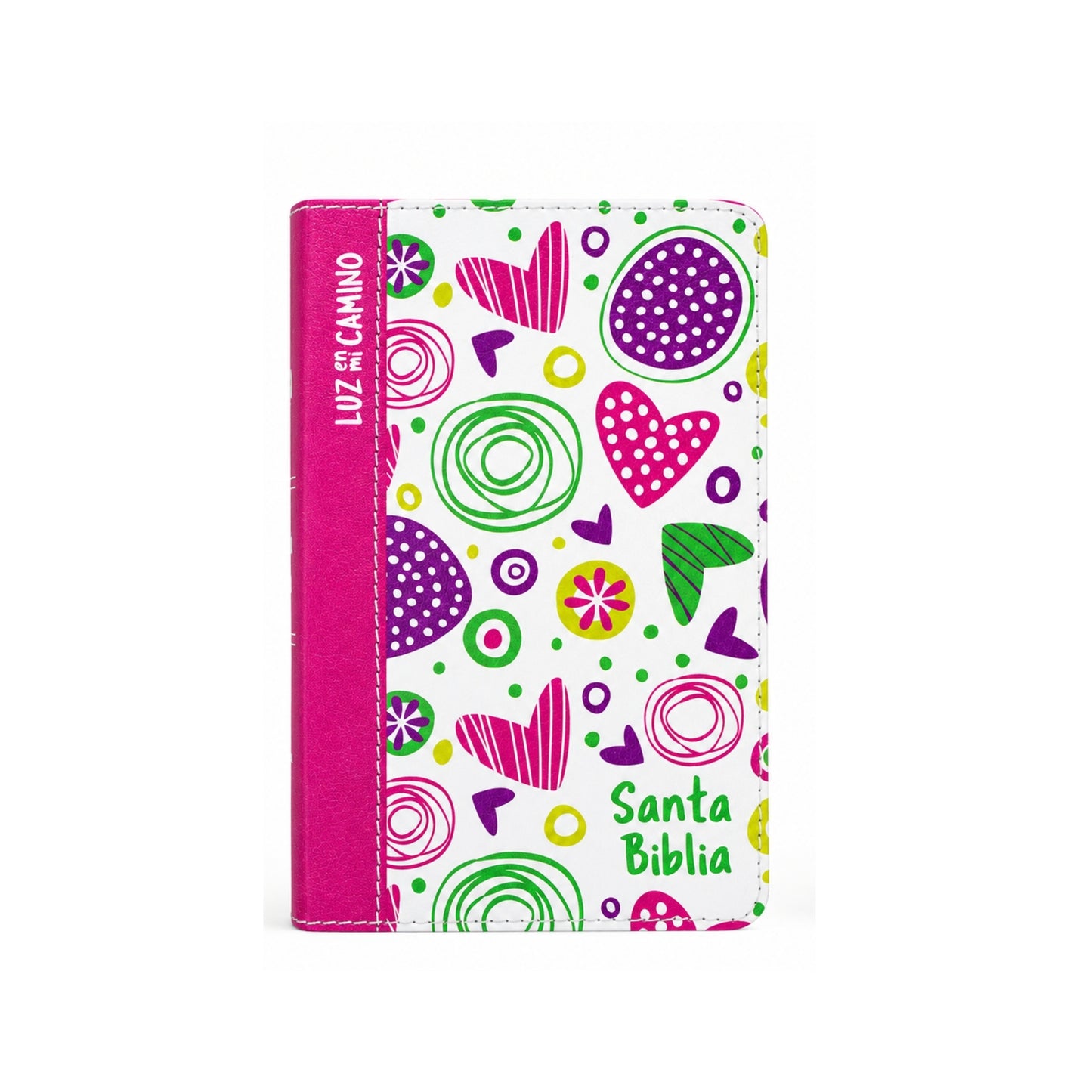 NVI Biblia Luz en mi camino corazones, multicolor símil piel tamaño compacto