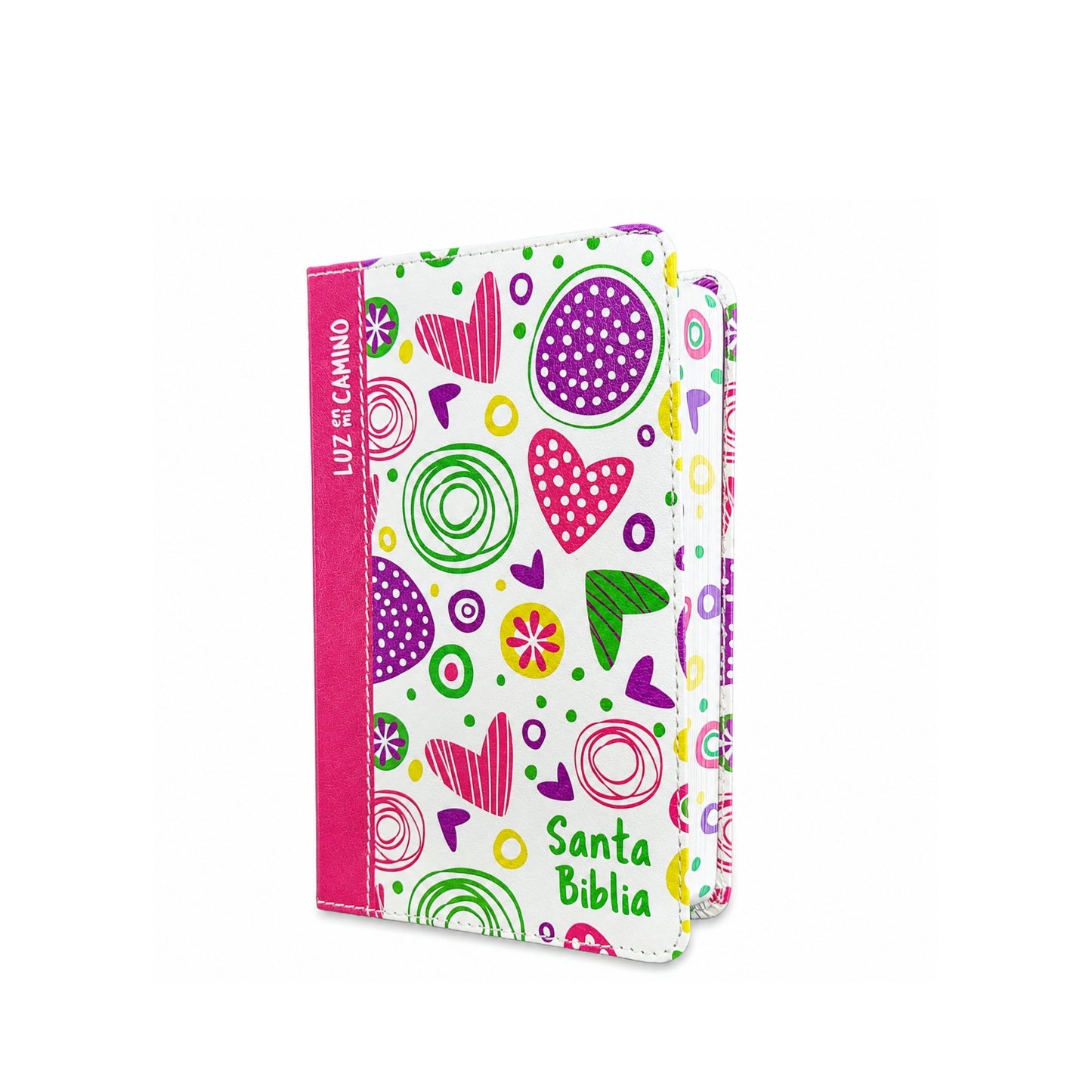 NVI Biblia Luz en mi camino corazones, multicolor símil piel tamaño compacto
