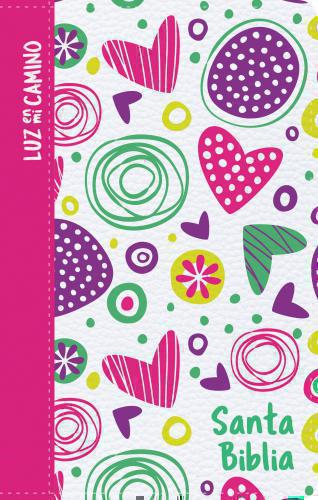 NVI Biblia Luz en mi camino corazones, multicolor símil piel tamaño compacto