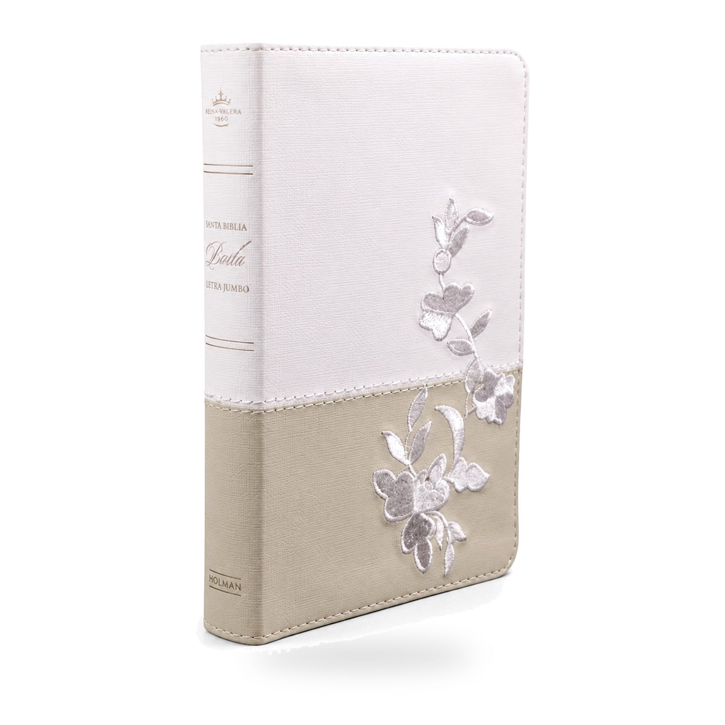 Biblia RVR1960 Recuerdo de Boda, Blanco, Lino, Encaje Simil Piel
