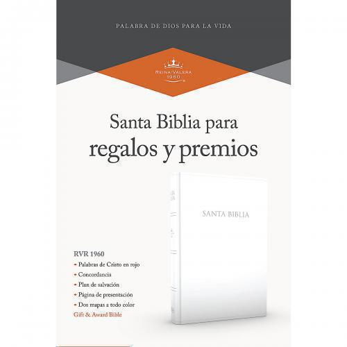 Biblia RVR 1960 para regalos y premios color blanco, imitación piel