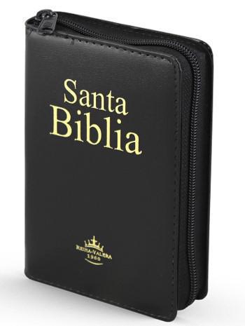 Biblia RVR1960 Tamaño Compacto Imitacion Piel Color Negro con Cierre e Indice