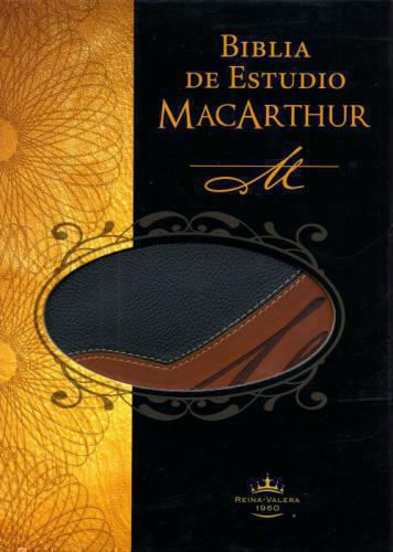 RVR60 MacArthur Study Bible Italian Leather Black Brown Large Print