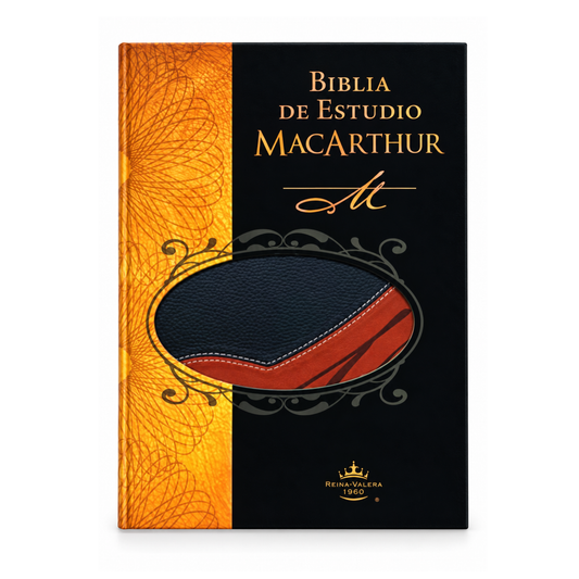 Biblia RVR60 Macarthur Estudio Imitación Piel Negro Café Tamaño Grande Indice