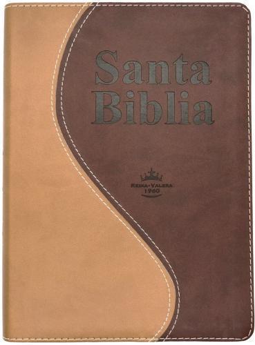 RVR1960 Manual Size Bible, Feel Leather, Duo Tone Brown, Indexed