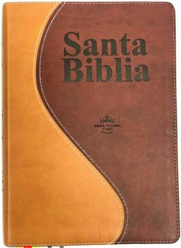 Biblia RVR60 Gigante Concordancia Piel Fabricada Color Rojo y Beige con Indice