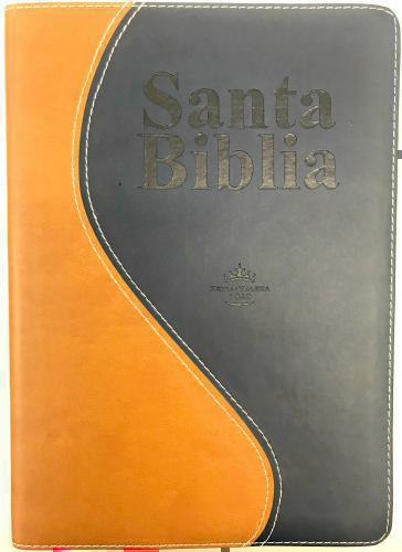 Biblia RVR60 Gigante Concordancia Piel Fabricada Color Azul y Beige con Indice
