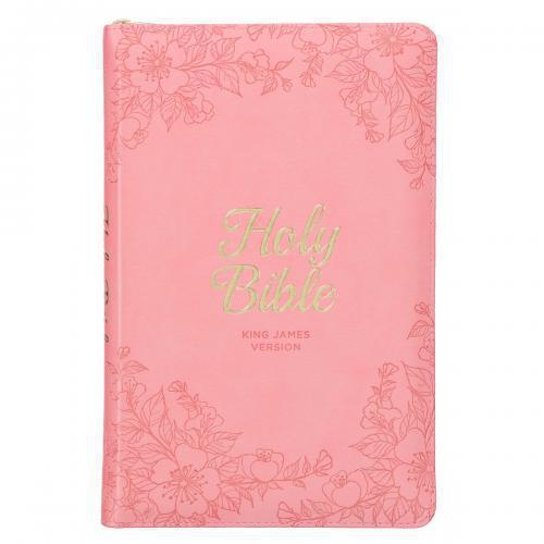 KJV Imitation Leather Bible, Pink, Handy Size With Clasp And Index