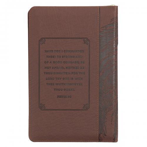 KJV Imitation Leather Bible, Manual Size, Coffee Colored With Zipper and Index, Design