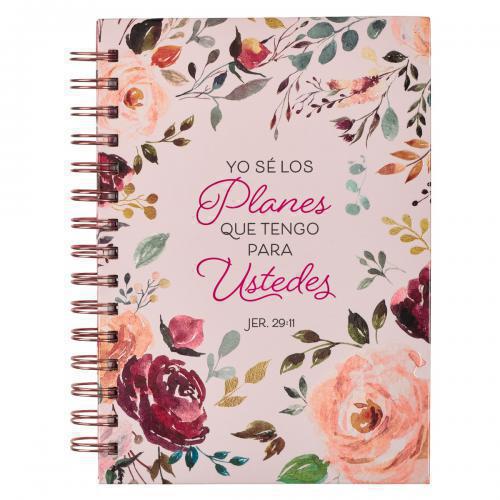 Diario anillado de alambre «Los planes que tengo para ti» con flores