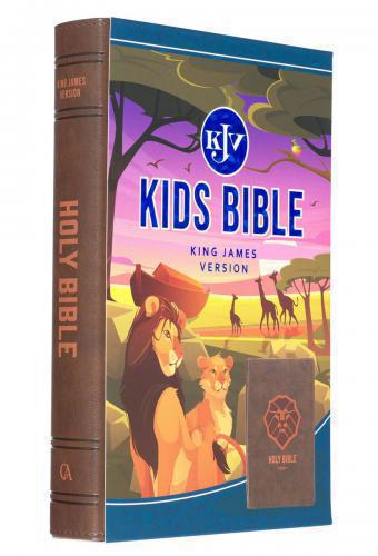 KJV Imitation Leather Bible, Brown, Lion Design