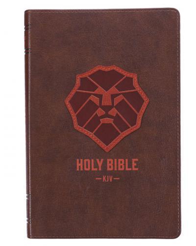 Biblia KJV Imitación Piel, Color Cafe, Diseño León