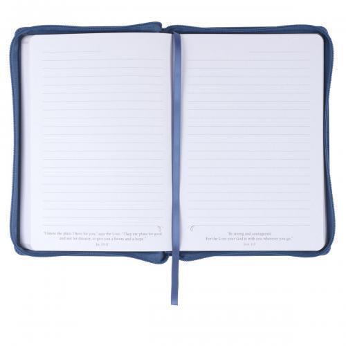 Diario Imitación Piel, Color Azul Con Cierre; The Lord Will Guide You Is 58:11