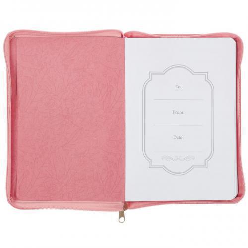 Diario Imiación Piel, Color Rosa Con Cierre; Trust in the Lord Prov. 3:5-6