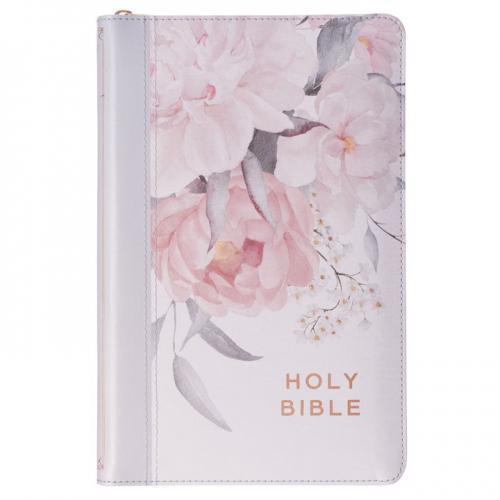 KJV Bible Deluxe Collection, Imitation Leather, Gray / Floral, Handheld Size