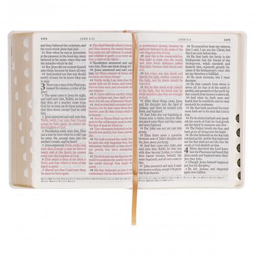 Biblia KVJ, Tamaño Super Gigante, Imitación Piel, Color Blanco, Diseño Floral
