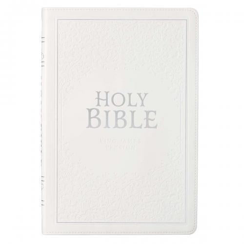 Biblia KJV Tamaño Grande, Ultrafina, Sentipiel, Color Blanco Con Indice
