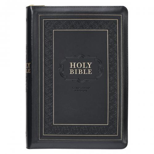 Biblia KJV Imitación Piel, Tamaño Gande Color Negro Con Cierre e Indice