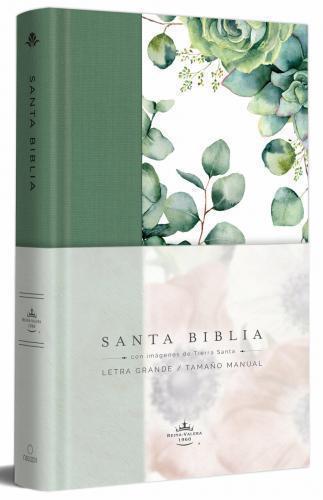 RVR 1960 Large Print Bible, Hardcover, Green Floral Cloth, Hand Size
