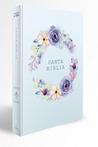 Biblia RVR1960 Nombres de Dios, Tamaño Manual, Pasta Dura, Diseño Flores Azul