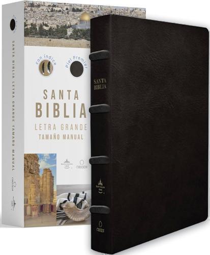 Biblia RVR1960 Tamaño Manual, Piel Premier Color Negro con Indice