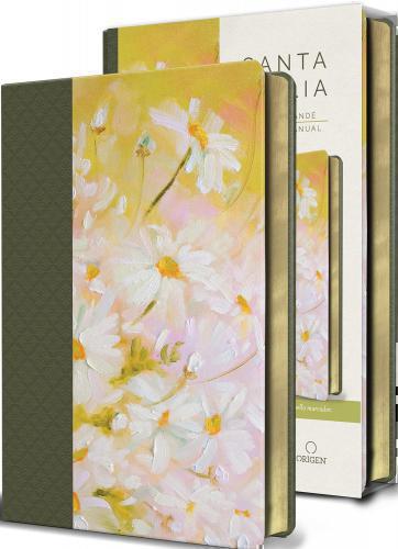 Biblia RVR1960 Tamaño Manual, Imitación Piel, Color Verde Flores