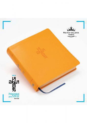 Biblia RVR1960 Biblia QR, Principios para Vivir, Imitacion Piel Color Naranja