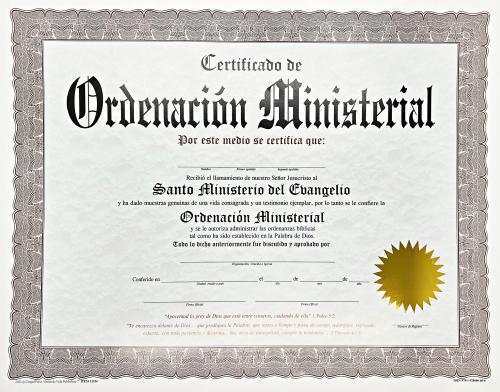 Certificado De Ordenación Ministerial