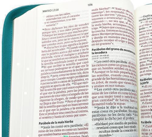 Biblia NVI, Imitación Piel, Tamaño Gigante, Color Aguamarina Con cierre