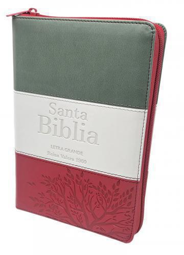 RVR1960 Manual Size Bible, Imitation Leather, Tri-Color, Zippered with Tabs