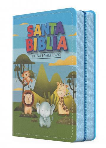 Biblia RVR 1960 Tamaño Compacta, Imitación Piel Diseño Animales Con Cierre