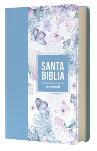 Bible RVR 1960, Imitation Leather, Handy Size, Steel Blue Design
