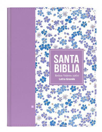 Biblia RVR 1960, Colección Flores, Imitación Piel, Tamaño Compacta, Diseño Lila