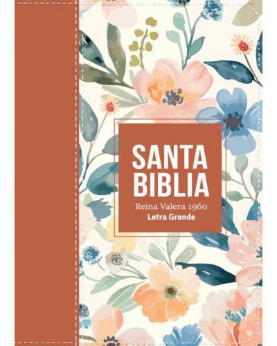 Reina Valera 1960 Compact Bible, Floral Brown, Large Print