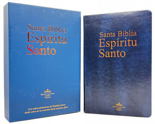 Biblia RVR1960, Espiritu Santo, Tamaño Manual, Imitación Piel Color Azul