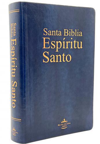 Biblia RVR1960, Espiritu Santo, Tamaño Manual, Imitación Piel Color Azul