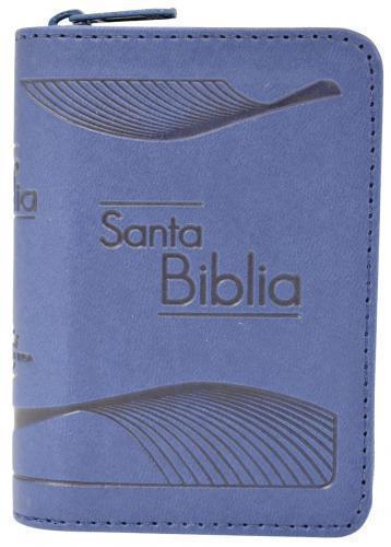 Biblia RVR1960 Tamaño Mini Bolsillo,Imitación Piel, Color Azul con Cierre
