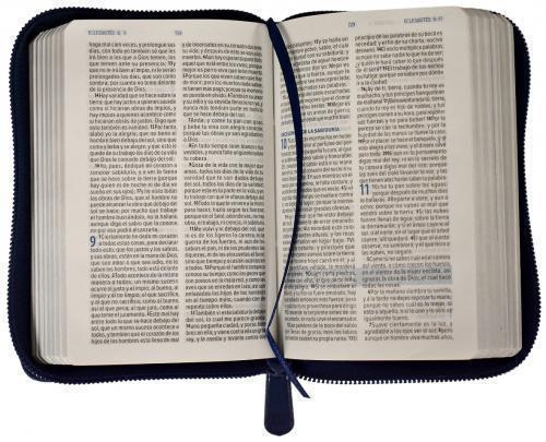 Biblia RVR1960 Tamaño Mini Bolsillo,Imitación Piel, Color Azul con Cierre