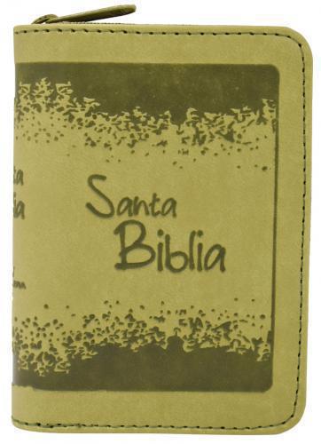 Biblia RVR1960 Tamaño Mini Bolsillo,Imitación Piel, Color Verde con Cierre